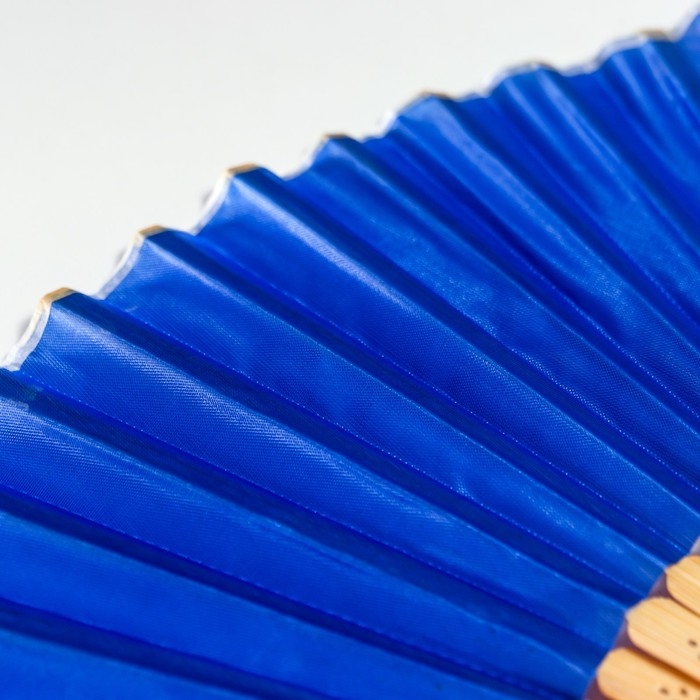 Веер бамбук, текстиль h=21 см  Веер бамбук, текстиль h=21 см "Моноцвет" в коробке, синий