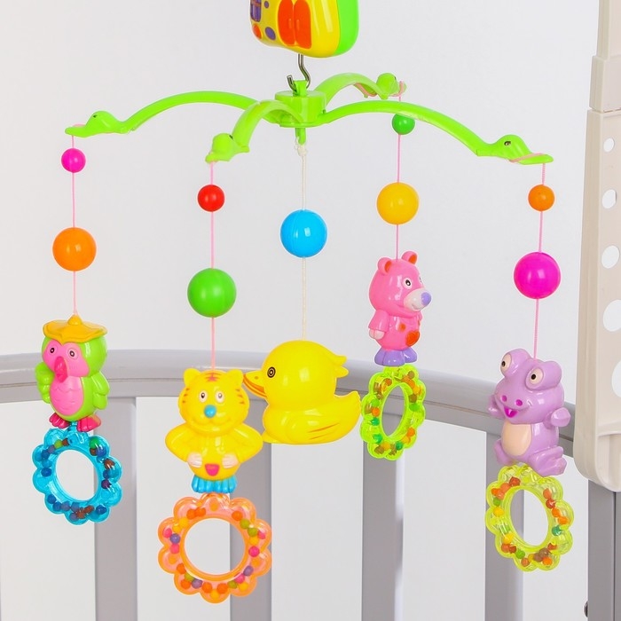 Мобиль музыкальный на кроватку «Домик. Зверятки погремушки №2», заводной, Крошка Я Мобиль музыкальный на кроватку «Домик. Зверятки погремушки №2», заводной, Крошка Я