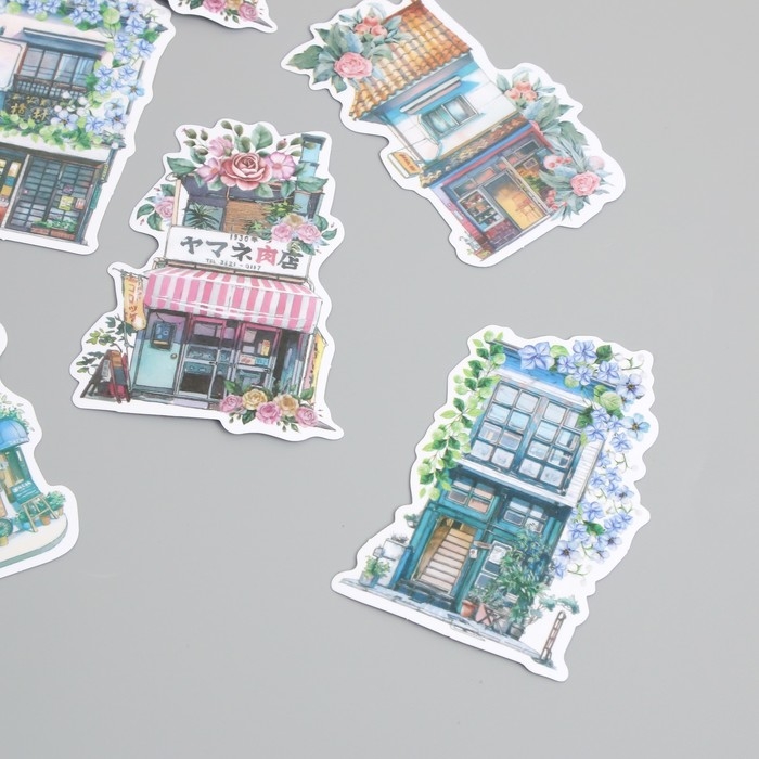 Наклейки для творчества Наклейки для творчества "Дома в цветах" 8х8 см набор 45 шт 0,5х14,5х9,4 см