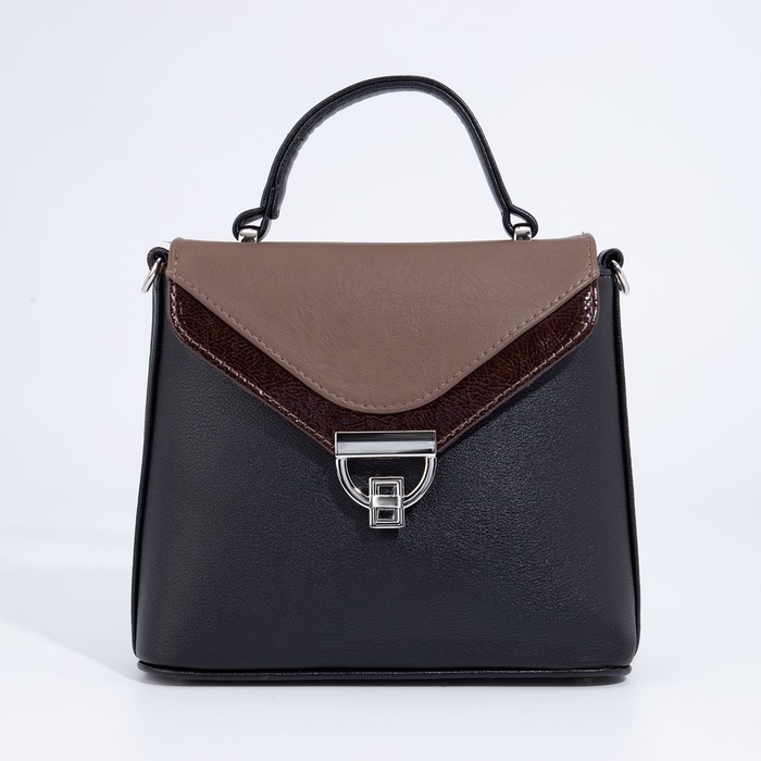 Сумка-мессенджер на клапане, цвет чёрный/коричневый Сумка-мессенджер на клапане, цвет чёрный/коричневый