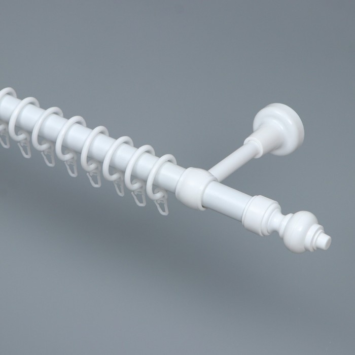 Карниз металлический настенный однорядный, ширина 200 см, цвет белый Карниз металлический настенный однорядный, ширина 200 см, цвет белый