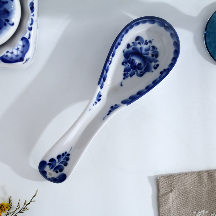 Подставка - ложка «Цветок», 6х23,5 см, гжель Подставка - ложка «Цветок», 6х23,5 см, гжель