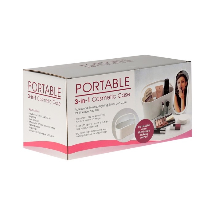 Кейс для косметики с зеркалом KZ-14, подсветка, 96 диодов Кейс для косметики с зеркалом KZ-14, подсветка, 96 диодов