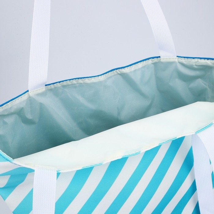 Сумка женская пляжная Nazamok, в полосочку, 39х32 см, голубая Сумка женская пляжная Nazamok, в полосочку, 39х32 см, голубая
