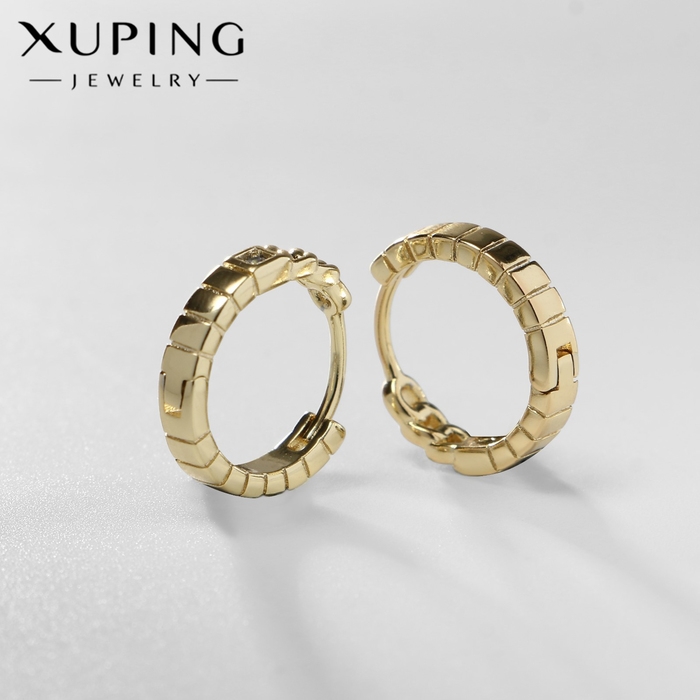 Серьги-кольца XUPING фортуна, цвет белый в золоте, d=1,5 см Серьги-кольца XUPING фортуна, цвет белый в золоте, d=1,5 см