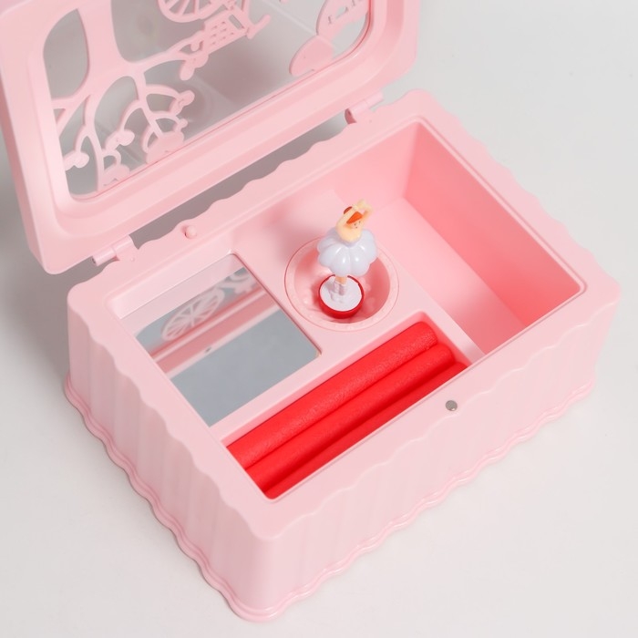 Шкатулка музыкальная механическая Шкатулка музыкальная механическая "Велопрогулка" розовая 12,5х17,5х8 см