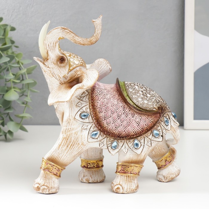 Сувенир полистоун Сувенир полистоун "Слон в попоне с сапфирами" под дерево 21х18х9 см