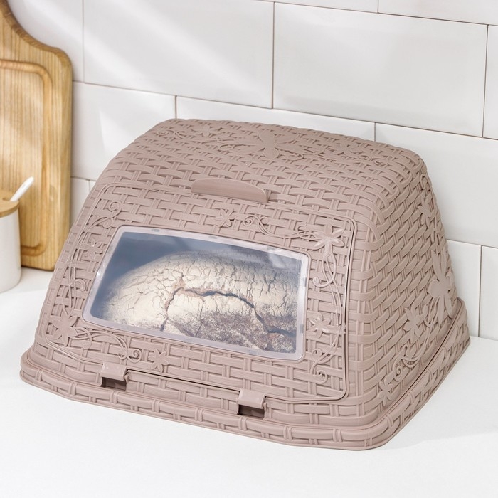 Хлебница «Плетёнка», 26×33×19 см, цвет светло-коричневый