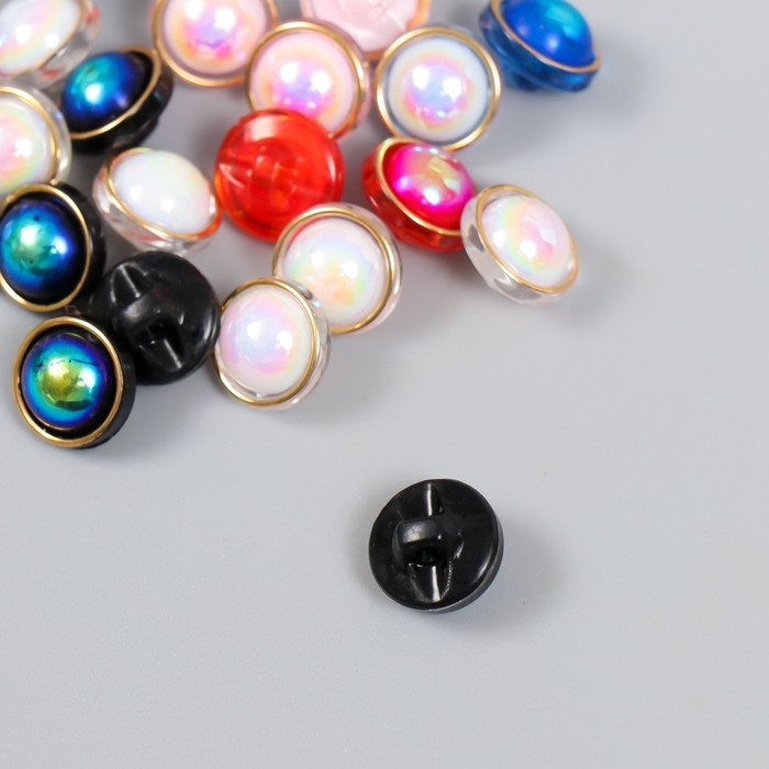 Пуговицы пластик для творчества на полуножке Пуговицы пластик для творчества на полуножке "Шарик с обводкой" набор 20 шт 1,2х1,2 см