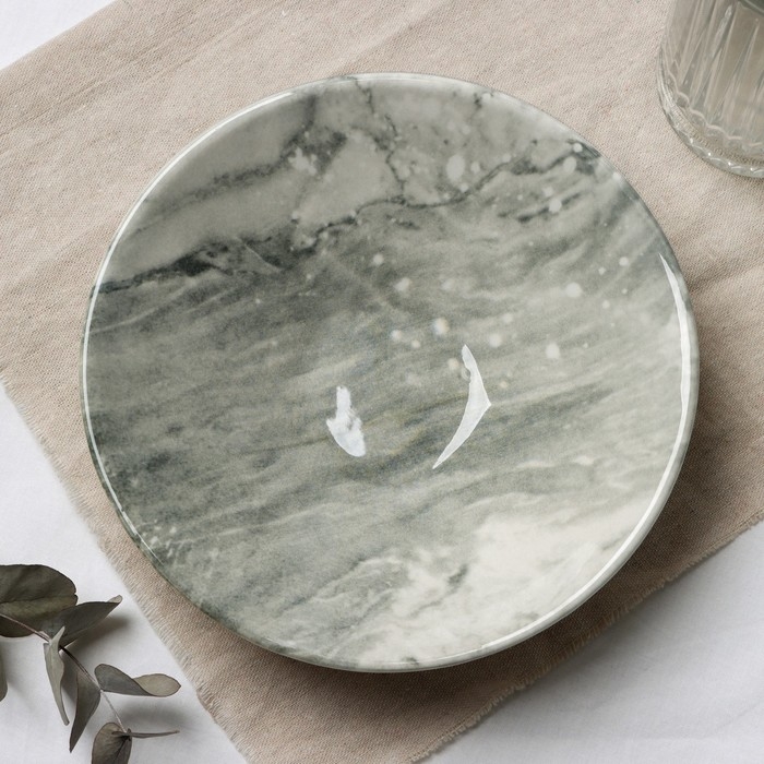 Тарелка керамическая «Стоун», 20 х 5.5 см, 600 мл, цвет серый Тарелка керамическая «Стоун», 20 х 5.5 см, 600 мл, цвет серый