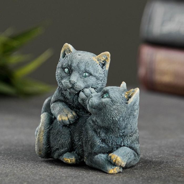 Фигура  Фигура "Кошачья дружба" серо-голубой 6х8х5см