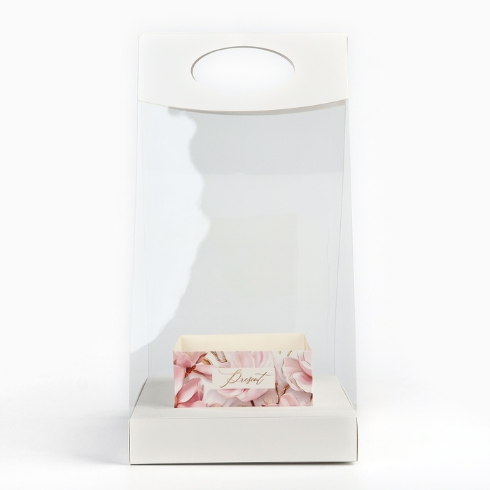 Коробка подарочная складная переноска для цветов, упаковка, «Нежность», 20 x 20 x 4 см Коробка подарочная складная переноска для цветов, упаковка, «Нежность», 20 x 20 x 4 см