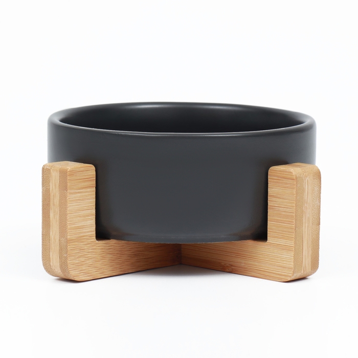 Миска керамическая на подставке 450 мл 13 х 5 см, чёрная Миска керамическая на подставке 450 мл 13 х 5 см, чёрная