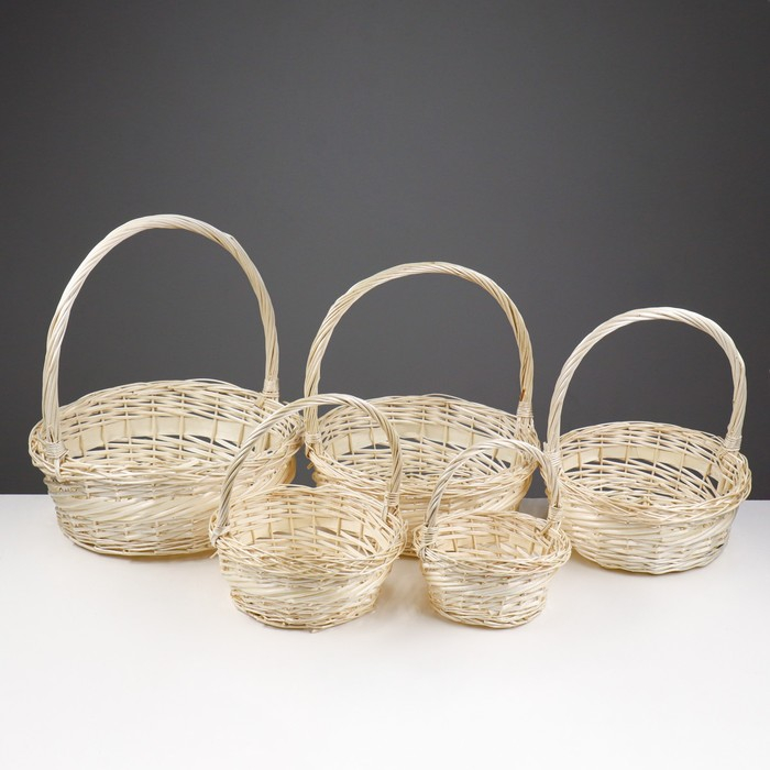 Набор корзин, 5 шт, 40×14/42 см, 35×13/38 см, 30×12/33 см, 26×11/28 см, 20×10/24 см, ива Набор корзин, 5 шт, 40×14/42 см, 35×13/38 см, 30×12/33 см, 26×11/28 см, 20×10/24 см, ива
