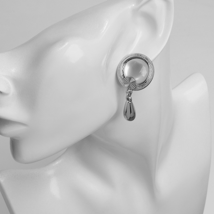 Серьги с жемчугом Серьги с жемчугом "Капли" буря, цвет серебро