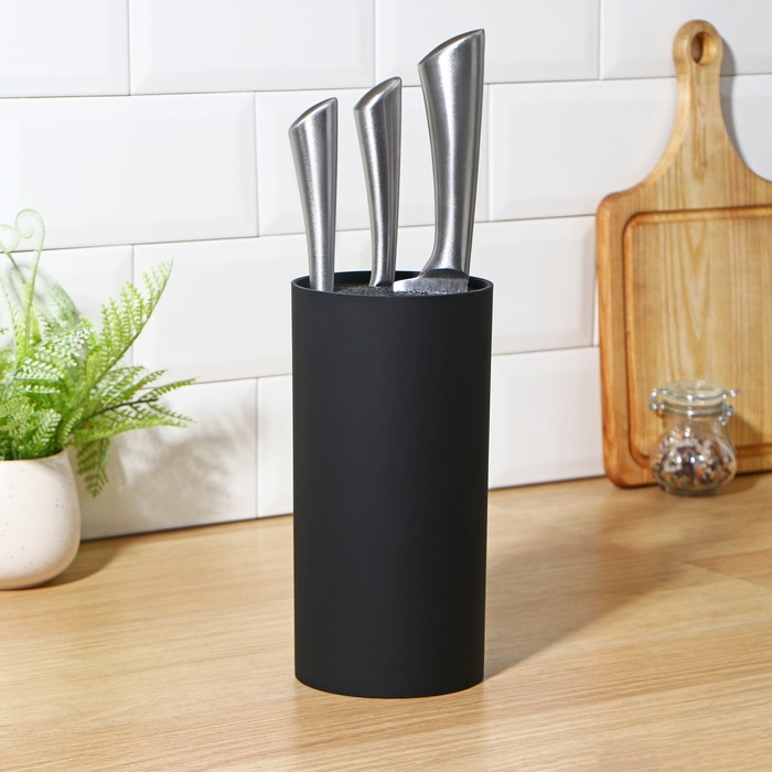 Подставка для ножей с наполнителем Доляна «Нео», 22×11 см, покрытие soft-touch, цвет чёрный Подставка для ножей с наполнителем Доляна «Нео», 22×11 см, покрытие soft-touch, цвет чёрный