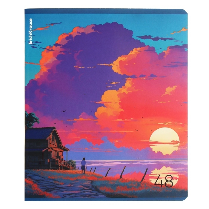 Тетрадь 48 листов в клетку, ErichKrause "Бирюзовые миры", обложка мелованный картон, матовая ламинация, блок офсет 100% белизна, МИКС