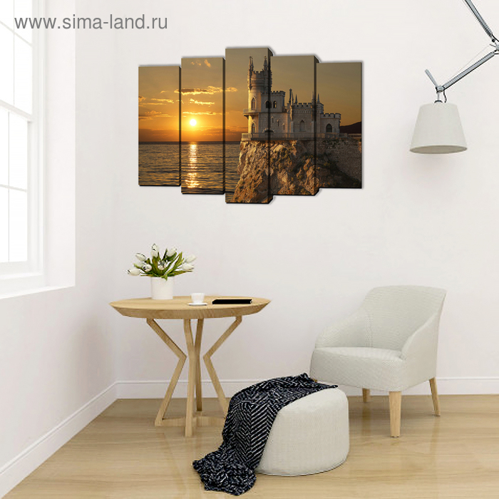 Картина модульная на подрамнике  Картина модульная на подрамнике "Ласточкино гнездо" 125х80см  (80х25, 2-71х25; 2-63х25)