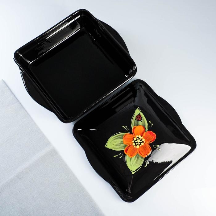 Емкость для запекания Емкость для запекания "Тетра с крышкой" 2,5л / 29х24х11,5см, божья коровка