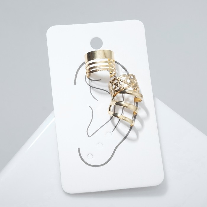 Серьги «Каффы» набор 3 шт., узор, цвет золото