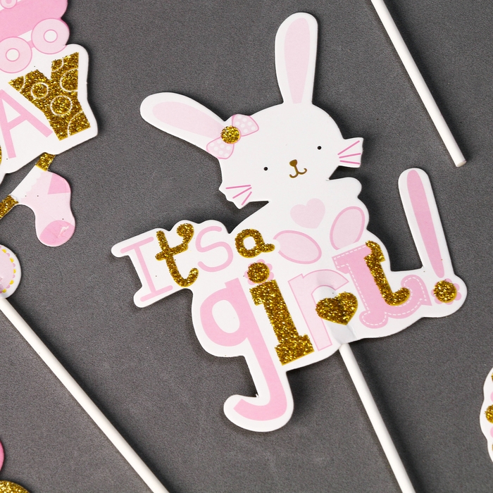 Набор топперов «С днём рождения, доченька», набор 7 шт. Набор топперов «С днём рождения, доченька», набор 7 шт.