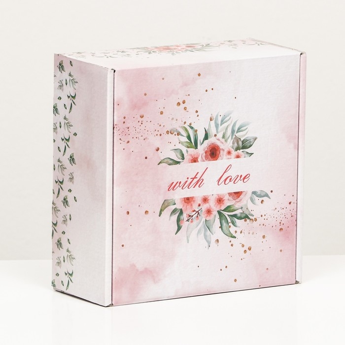 Коробка самосборная, без окна Коробка самосборная, без окна "With Love" 19 х 19 х 9 см