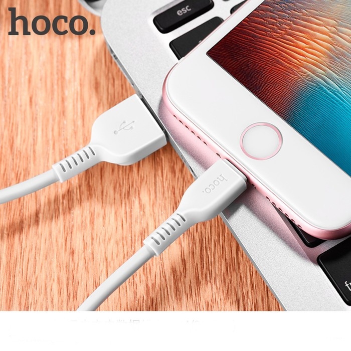Кабель Hoco X20, Lightning - USB, 2,4 А, 1 м, PVC оплетка, белый