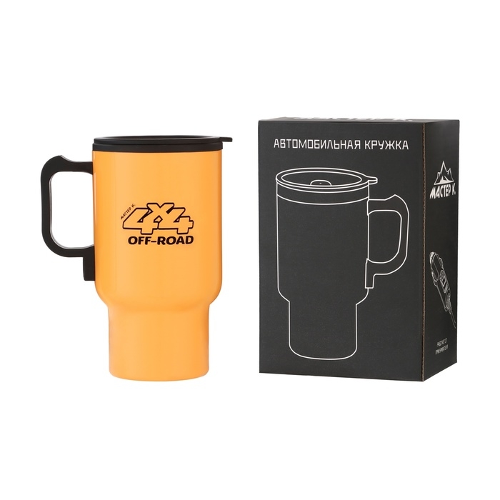 Термокружка, 450 мл, Автомобильная Термокружка, 450 мл, Автомобильная "Мастер К", сохраняет тепло 4 ч, 12 х 17 см