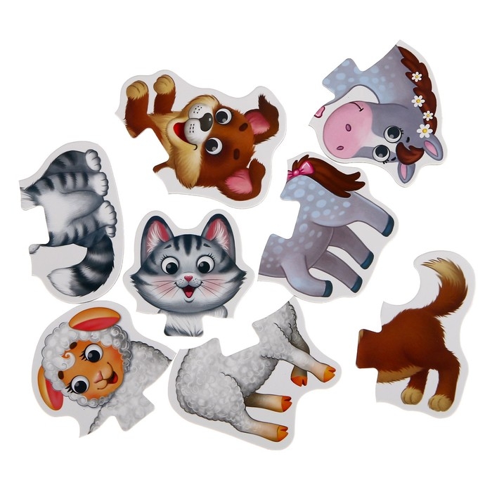 Макси-пазлы с глазками «Животные фермы», 4 пазла, 8 деталей Макси-пазлы с глазками «Животные фермы», 4 пазла, 8 деталей