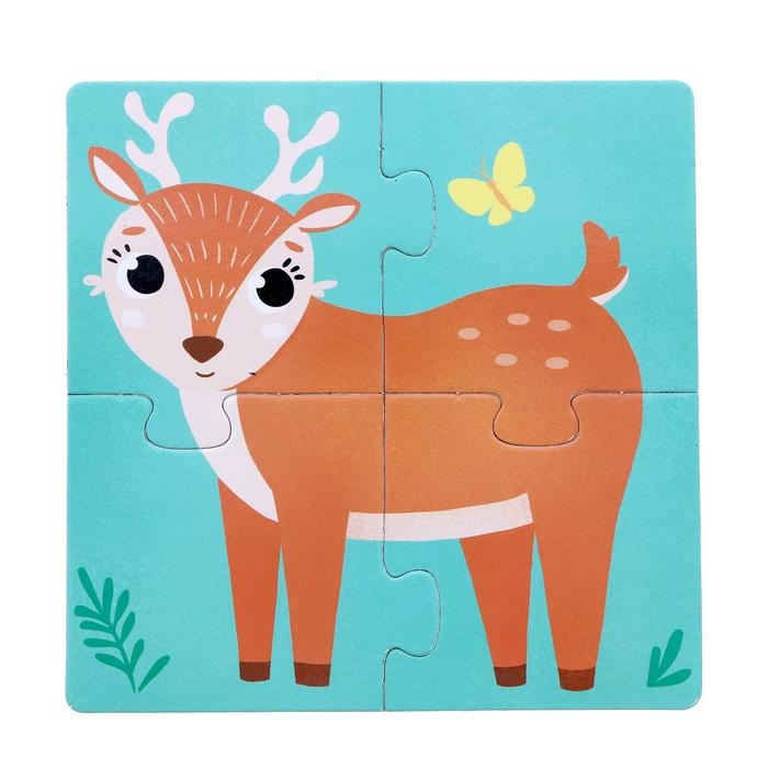 Пазлы 4 в 1 «Собери зверюшку: Кто живёт в лесу?», 4 пазла, 16 деталей Пазлы 4 в 1 «Собери зверюшку: Кто живёт в лесу?», 4 пазла, 16 деталей