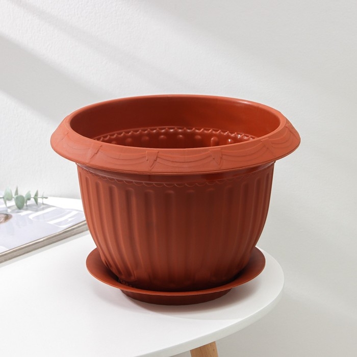 Горшок с поддоном «Байкал», 6 л, цвет терракотовый Горшок с поддоном «Байкал», 6 л, цвет терракотовый