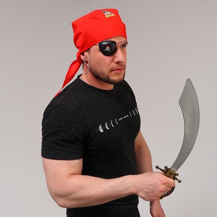 Карнавальный костюм взрослый «Настоящий пират», клипса, наглазник, меч, бандана Карнавальный костюм взрослый «Настоящий пират», клипса, наглазник, меч, бандана