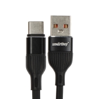 Кабель Smartbuy S72, Type-C - USB, 3 А, 1 м, зарядка + передача данных, черный