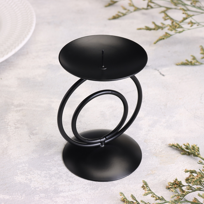 Подсвечник  "Закат" металл на 1 свечу, 8,3х11 см, черный