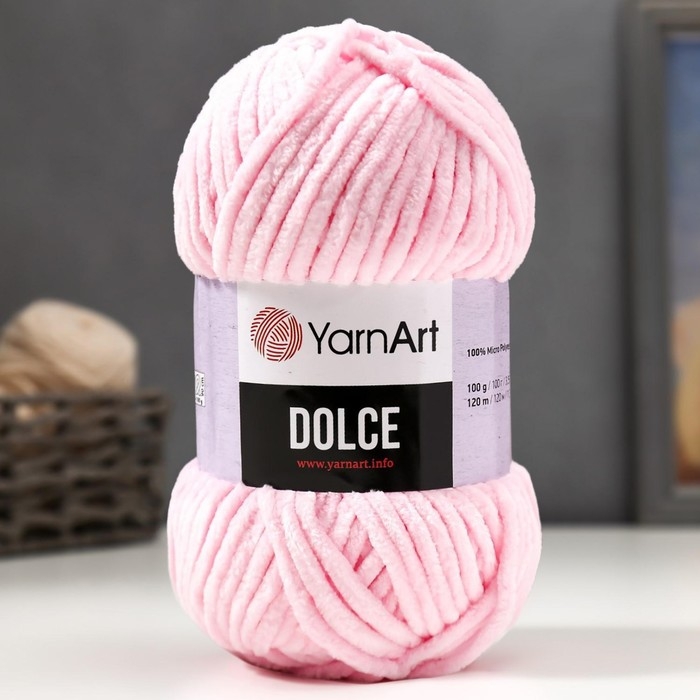 Пряжа  Пряжа "Dolce" 100% микрополиэстер 120м/100гр (750 нежно розовый)