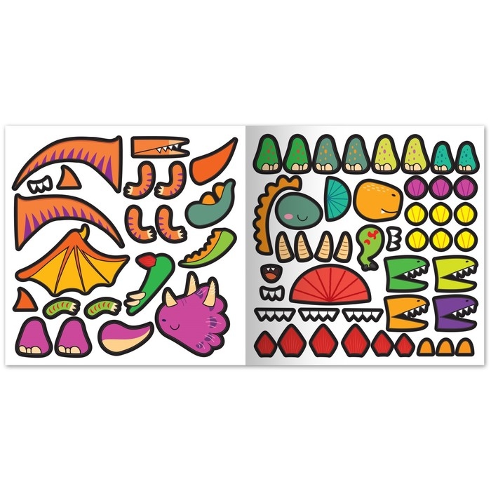 Книга с многоразовыми наклейками «Крутозавры», 12 стр., с маркером, 20 глазок Книга с многоразовыми наклейками «Крутозавры», 12 стр., с маркером, 20 глазок