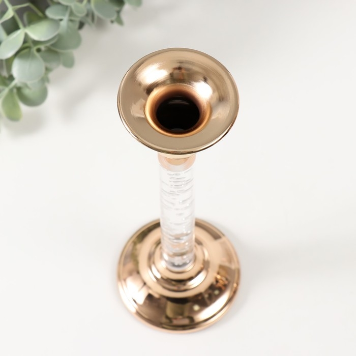 Подсвечник металл, акрил на 1 свечу Подсвечник металл, акрил на 1 свечу "Аква" d=2-6 см золото 8х8х23 см