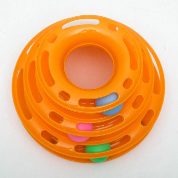 Игровой комплекс  Игровой комплекс "Пижон" для кошек с 3 шариками, 24,5 х 24,5 х 13 см, оранжевый