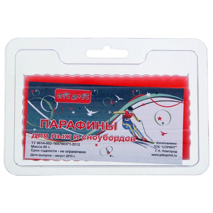 Парафин для лыж, от 0 до +6°C, 80 г, цвет красный Парафин для лыж, от 0 до +6°C, 80 г, цвет красный