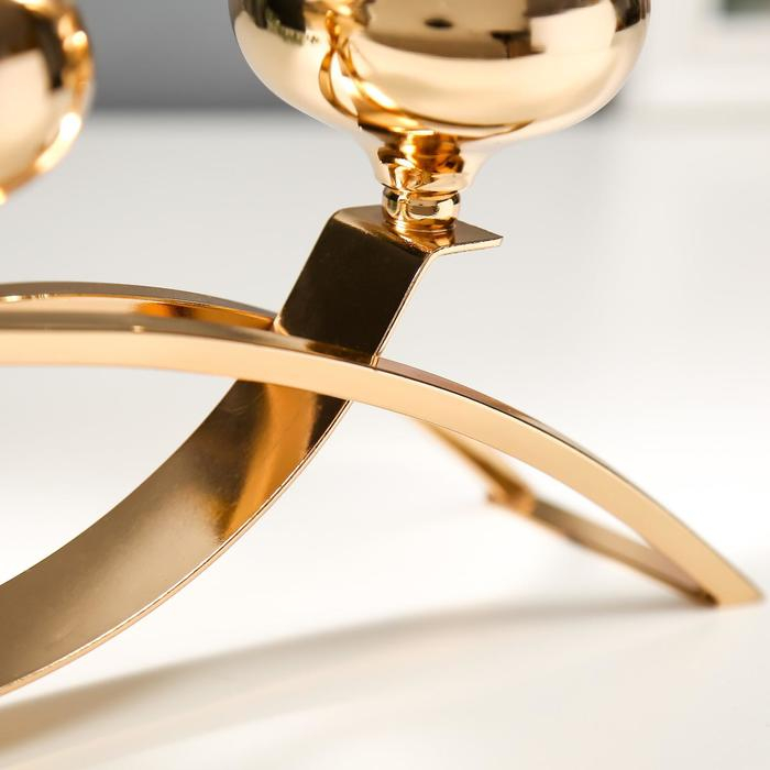 Подсвечник металл, стекло на 3 свечи  Подсвечник металл, стекло на 3 свечи "Зеркало души" золото 22,5х41,5х8,5 см