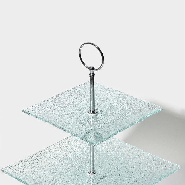 Этажёрка - фруктовница прямоугольная «Акцент», 3 яруса, 25×35 см, стекло