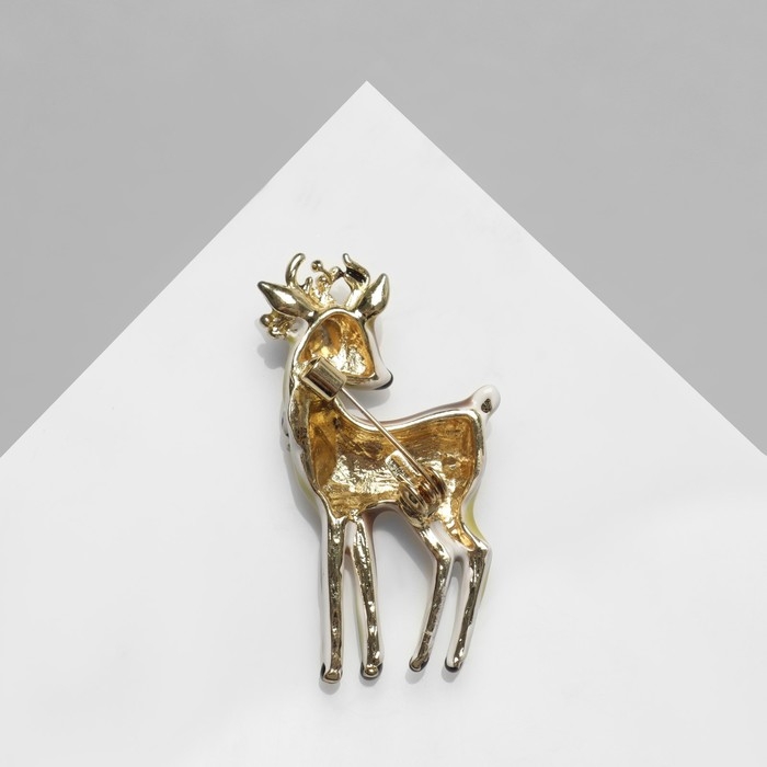 Брошь Брошь "Оленёнок" лесной, цветная в золоте