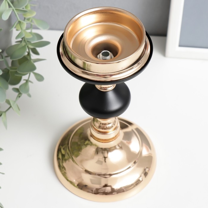 Подсвечник металл на 1 свечу Подсвечник металл на 1 свечу "Чёрная ночь" золото 19х11х11 см