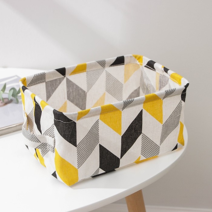 Корзинка для хранения с ручками Доляна «Зиг-заг», 23,5×17×12 см, цвет серо-жёлтый Корзинка для хранения с ручками Доляна «Зиг-заг», 23,5×17×12 см, цвет серо-жёлтый