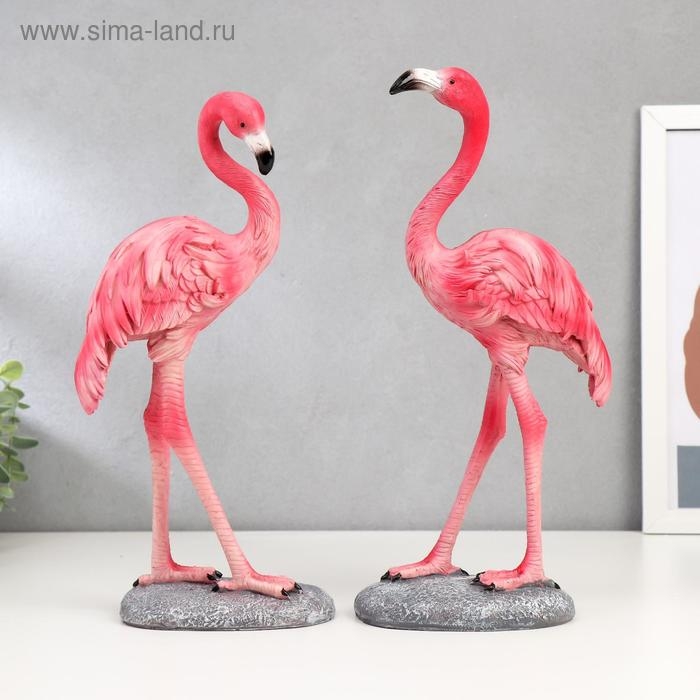Сувенир полистоун "Розовый фламинго на камне" МИКС 35,5х14х10,5 см