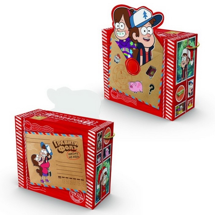 Пакет-коробка, новогодний,  27 х 23 х 12 см, Гравити Фолз Пакет-коробка, новогодний,  27 х 23 х 12 см, Гравити Фолз