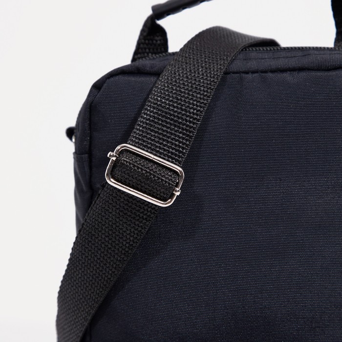 Сумка мужская на молниях RISE, длинный ремень, цвет чёрный Сумка мужская на молниях RISE, длинный ремень, цвет чёрный