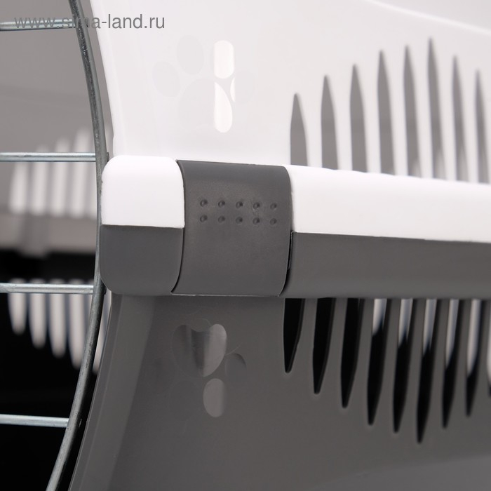 Переноска для животных до 12 кг  Переноска для животных до 12 кг "Пижон" 49х33х32см, металлическая дверь, бело-серая