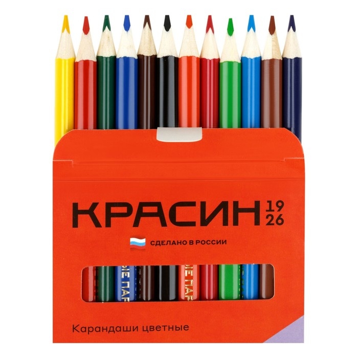 Набор карандашей цветных Красин Набор карандашей цветных Красин "Алые Паруса", трёхгранные, заточенные, европодвес, 12 штук