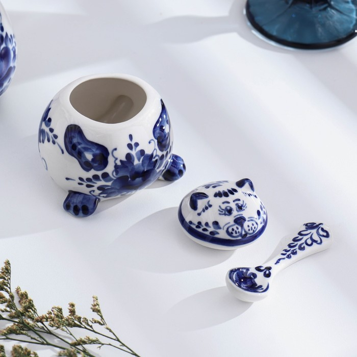 Солонка &laquo;Кот&raquo;, гжель